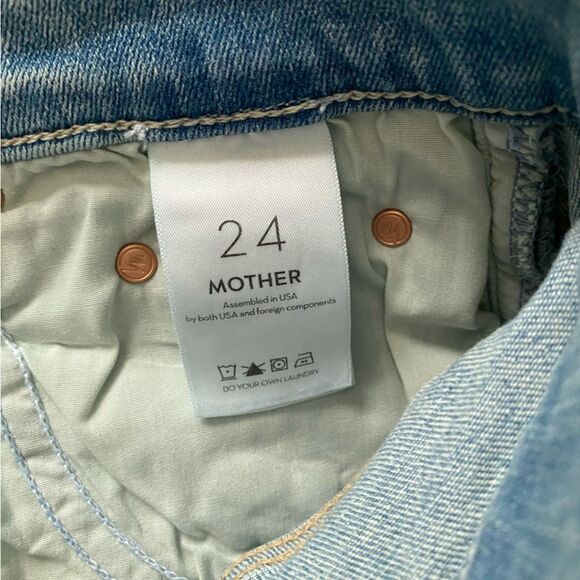 MOTHER High Waisted Rider Skimp Straight Leg Distressed Denim Jeans in Dreamer - Picture 10 of 12